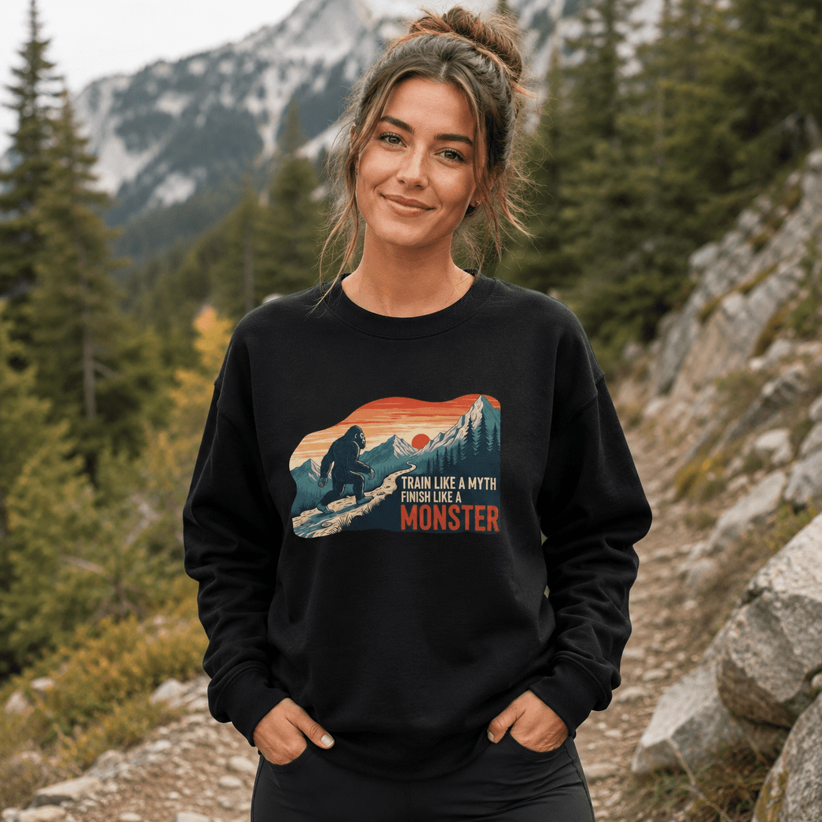 Train Like a Myth, Bigfoot Mountain Running Sweatshirt -Dark Heather - Sloth & Duck
