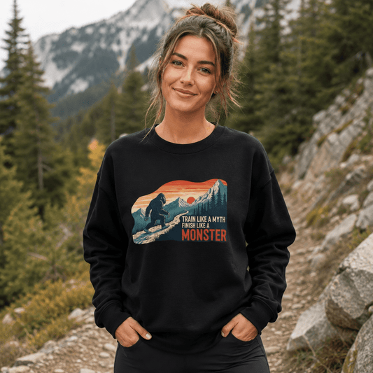 Train Like a Myth, Bigfoot Mountain Running Sweatshirt -Dark Heather - Sloth & Duck