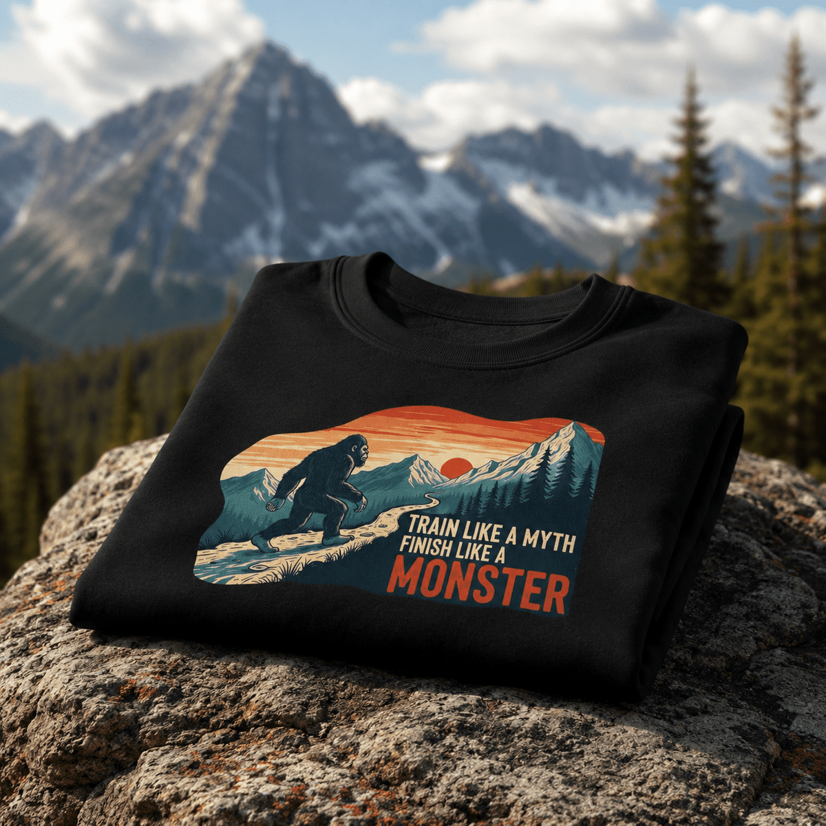 Train Like a Myth, Bigfoot Mountain Running Sweatshirt -Navy - Sloth & Duck