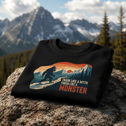 Train Like a Myth, Bigfoot Mountain Running Sweatshirt -Navy - Sloth & Duck