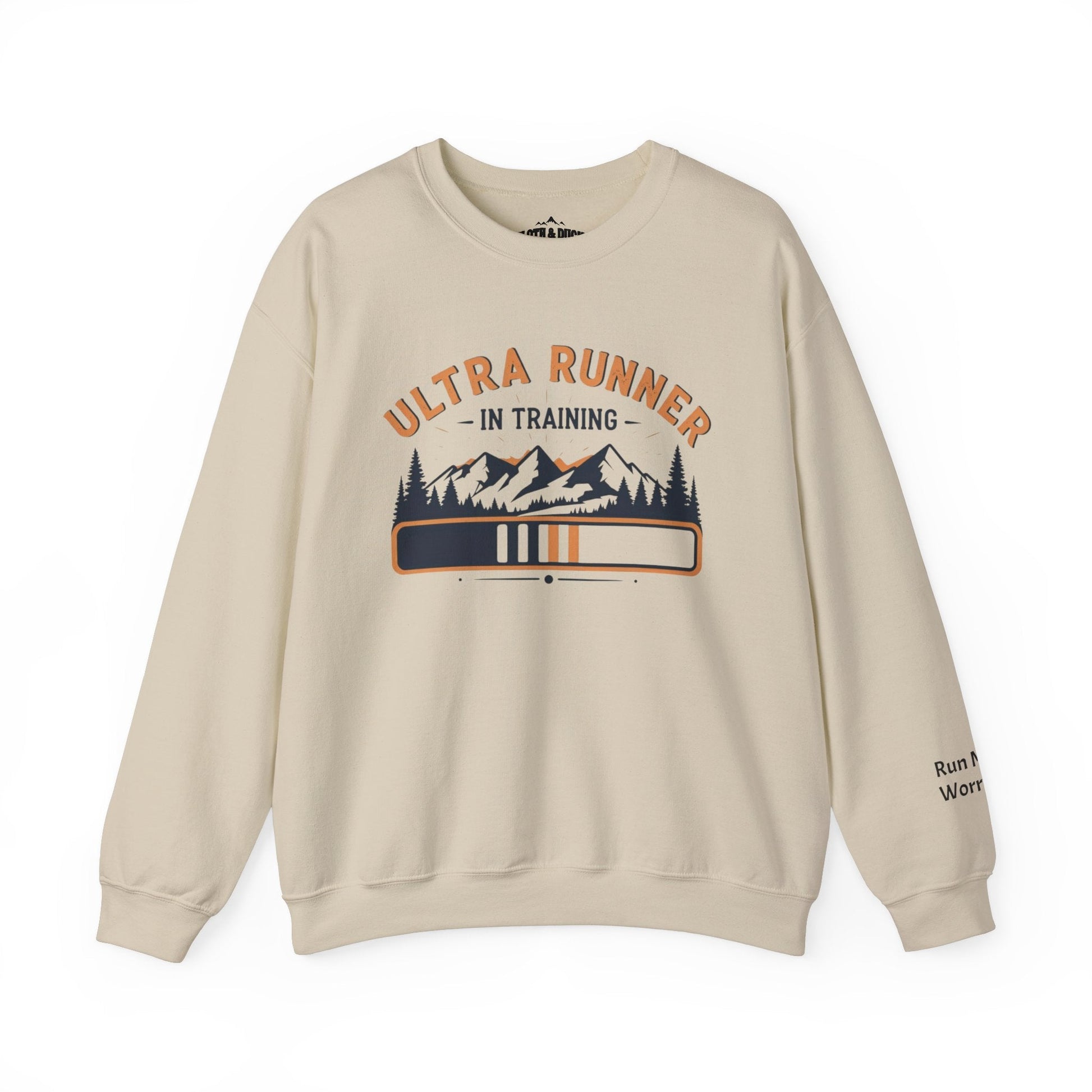 "Ultra Runner In Training" With Sleeve Quote Sweatshirt - Sand - Sloth & Duck