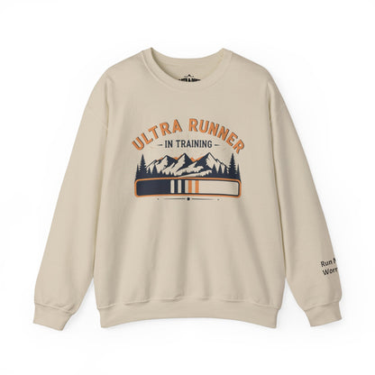 "Ultra Runner In Training" With Sleeve Quote Sweatshirt - Sand - Sloth & Duck