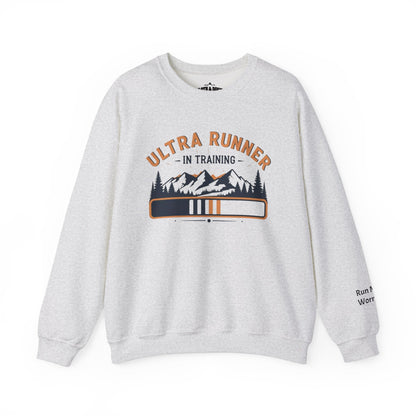 "Ultra Runner In Training" With Sleeve Quote Sweatshirt - Ash - Sloth & Duck