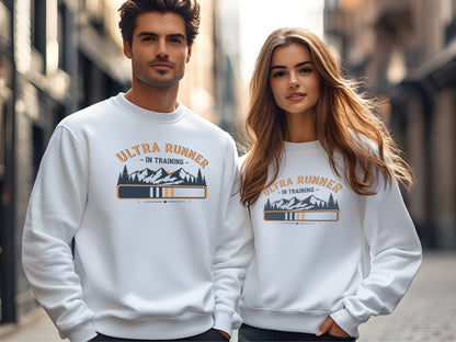 "Ultra Runner In Training" With Sleeve Quote Sweatshirt - Sport Grey - Sloth & Duck