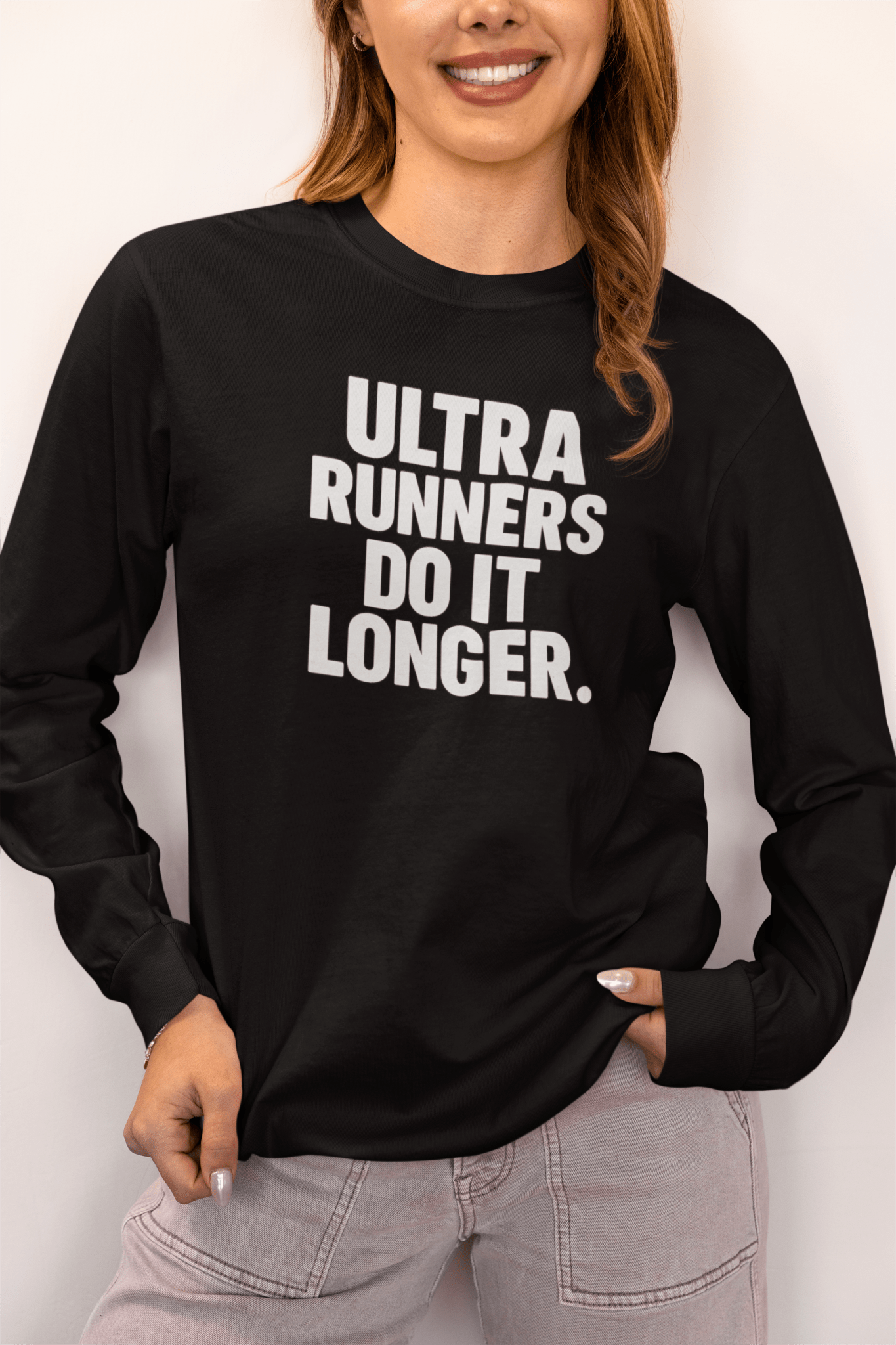 "Ultra Runners Do It Longer" Long Sleeve T-Shirt - Black - Sloth & Duck