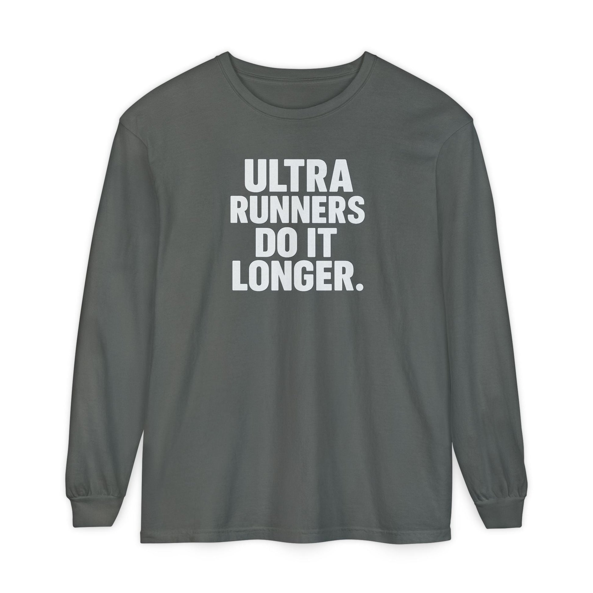 "Ultra Runners Do It Longer" Long Sleeve T-Shirt - Pepper - Sloth & Duck