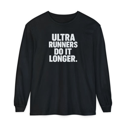 "Ultra Runners Do It Longer" Long Sleeve T-Shirt - Black - Sloth & Duck