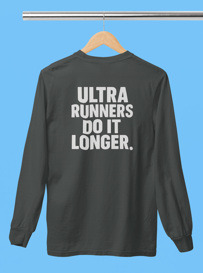 "Ultra Runners Do It Longer" Long Sleeve T-Shirt - Black - Sloth & Duck