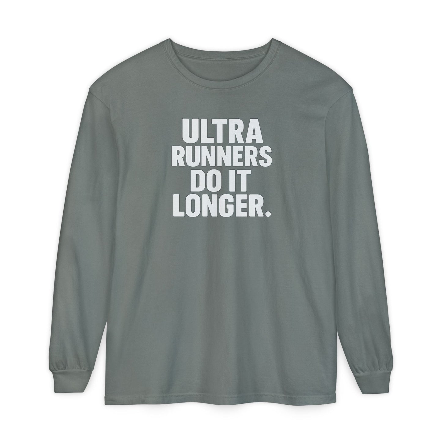 "Ultra Runners Do It Longer" Long Sleeve T-Shirt - Grey - Sloth & Duck