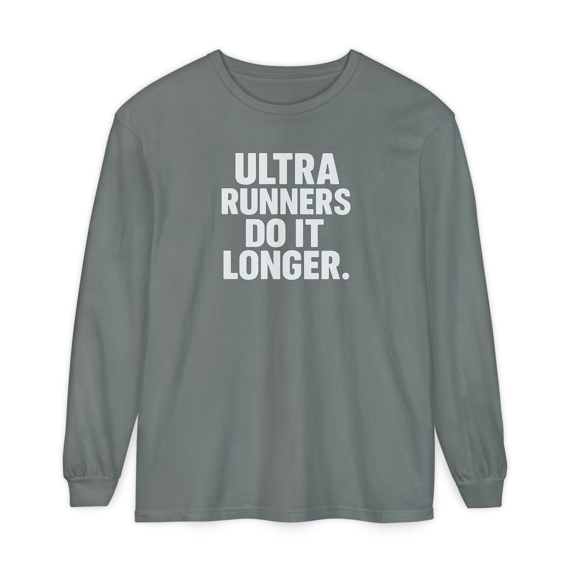 "Ultra Runners Do It Longer" Long Sleeve T-Shirt - Grey - Sloth & Duck