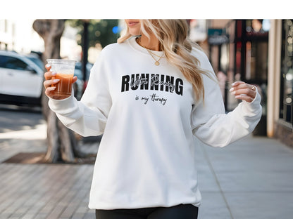 "Ultra Running is My Therapy" Sweatshirt - White - Sloth & Duck
