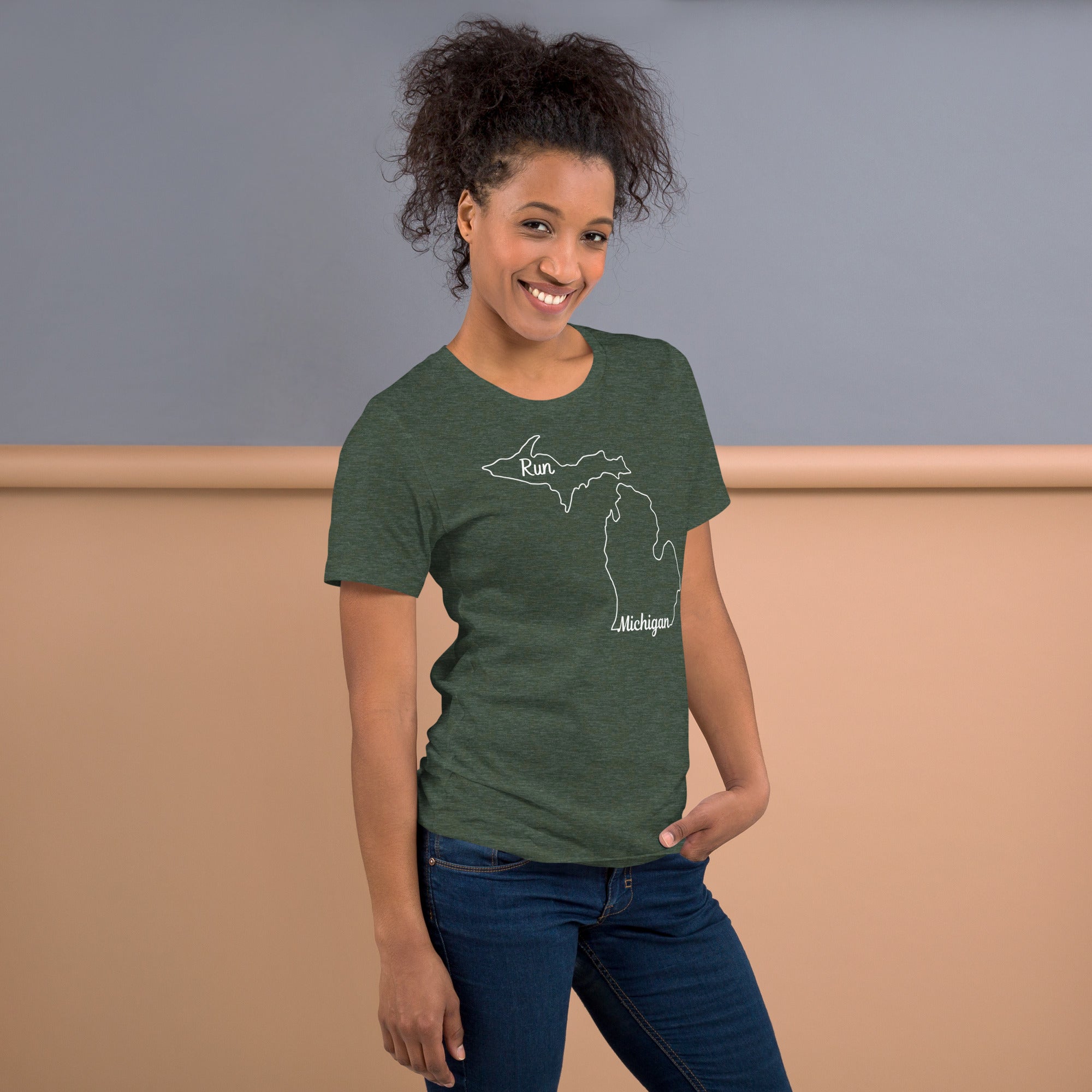 Run Michigan Michigan State Outline T-Shirt
