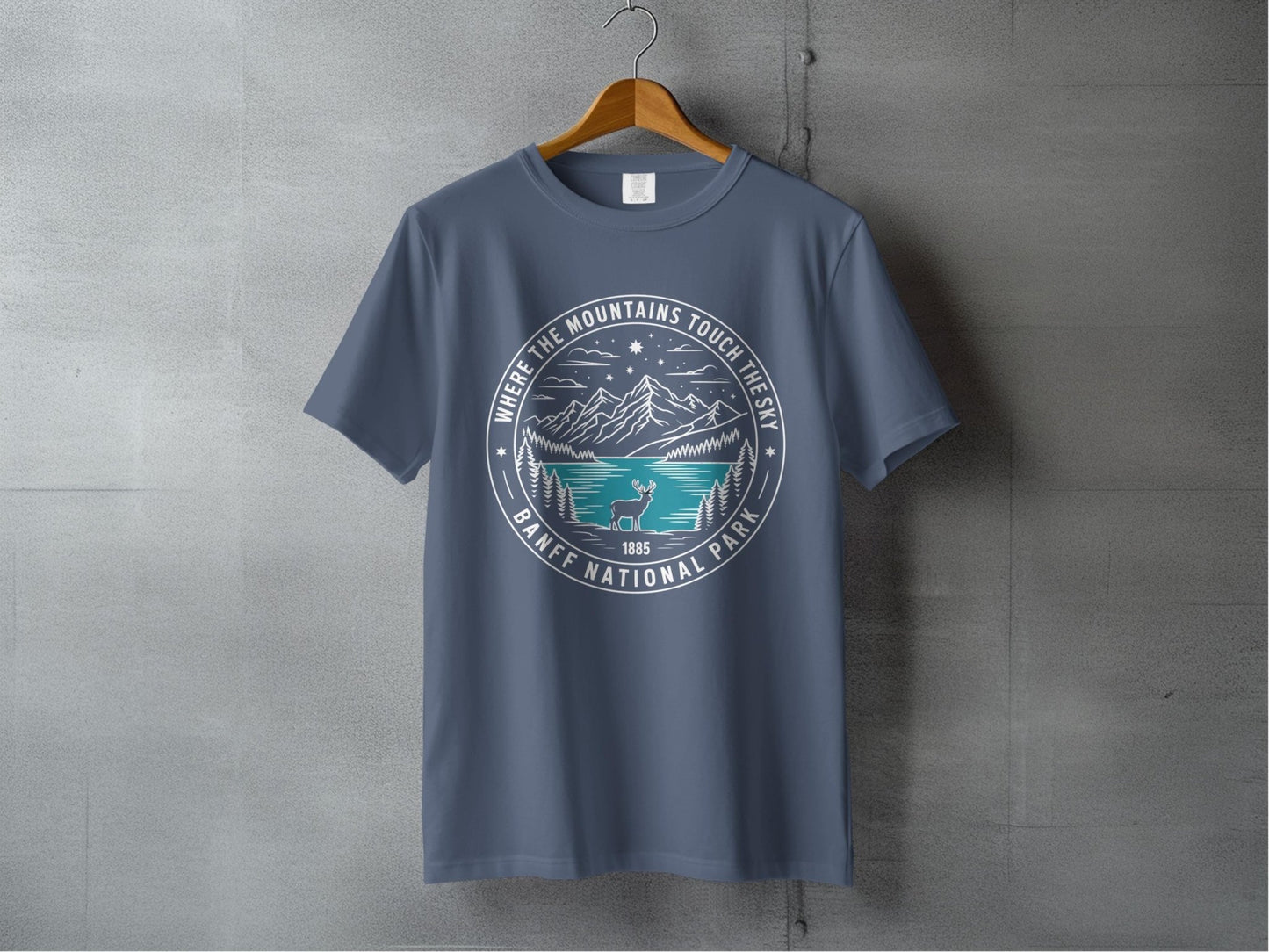 "Where The Mountains Touch The Sky" Banff National Park T-Shirt - S - Sloth & Duck