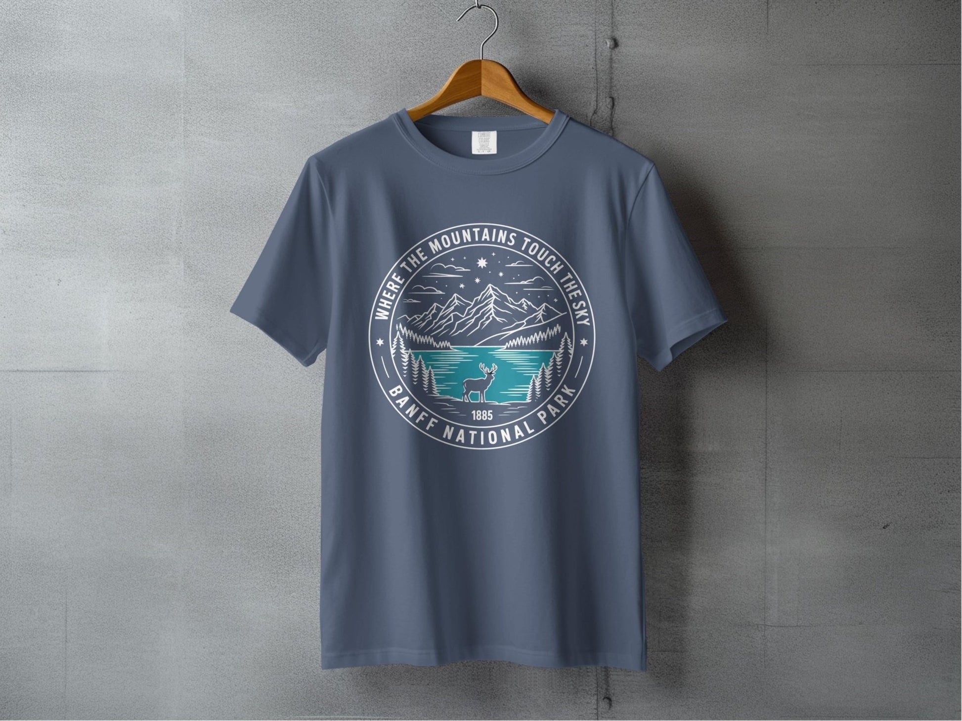 "Where The Mountains Touch The Sky" Banff National Park T-Shirt - S - Sloth & Duck
