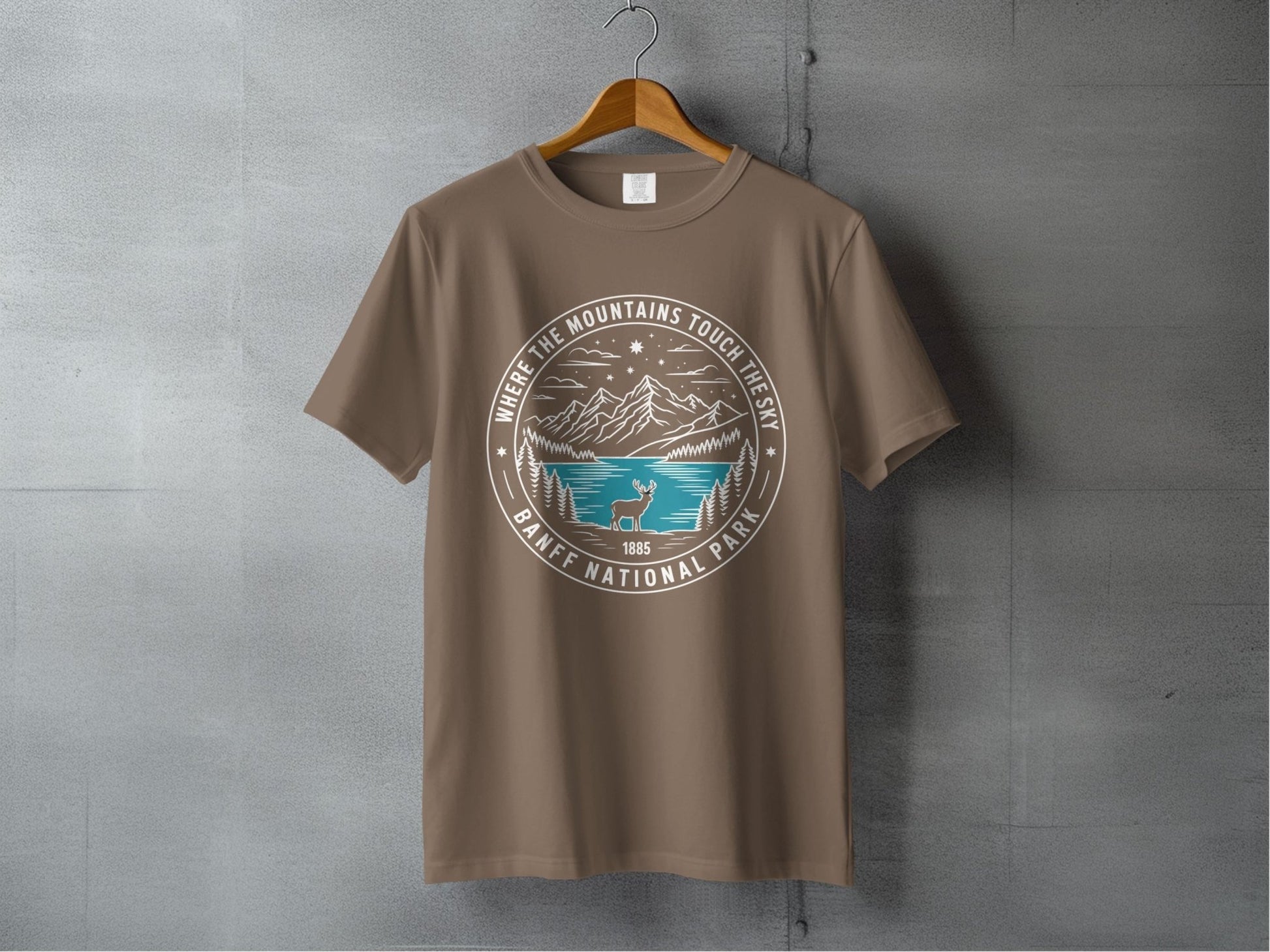 "Where The Mountains Touch The Sky" Banff National Park T-Shirt - S - Sloth & Duck
