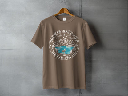 "Where The Mountains Touch The Sky" Banff National Park T-Shirt - S - Sloth & Duck