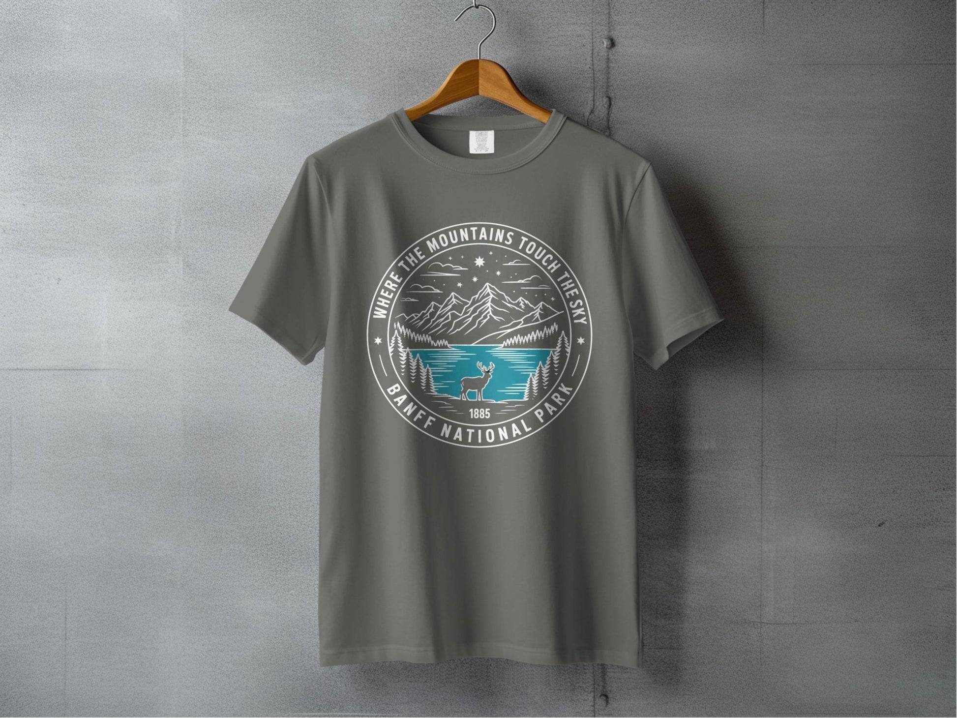 "Where The Mountains Touch The Sky" Banff National Park T-Shirt - S - Sloth & Duck