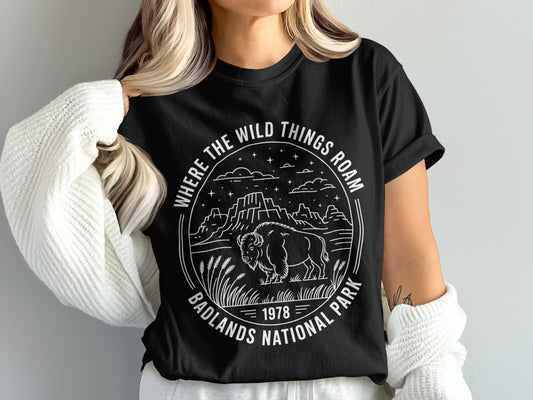 "Where The Wild Things Roam" Badlands National Park T-Shirt - S - Sloth & Duck