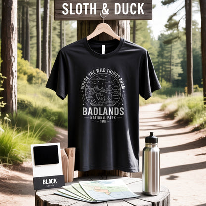 "Where The Wild Things Roam" Badlands National Park T-Shirt - S - Sloth & Duck