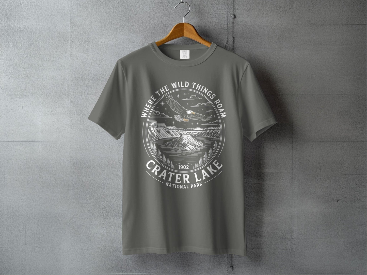 "Where The Wild Things Roam" Crater Lake National Park Shirt - S - Sloth & Duck