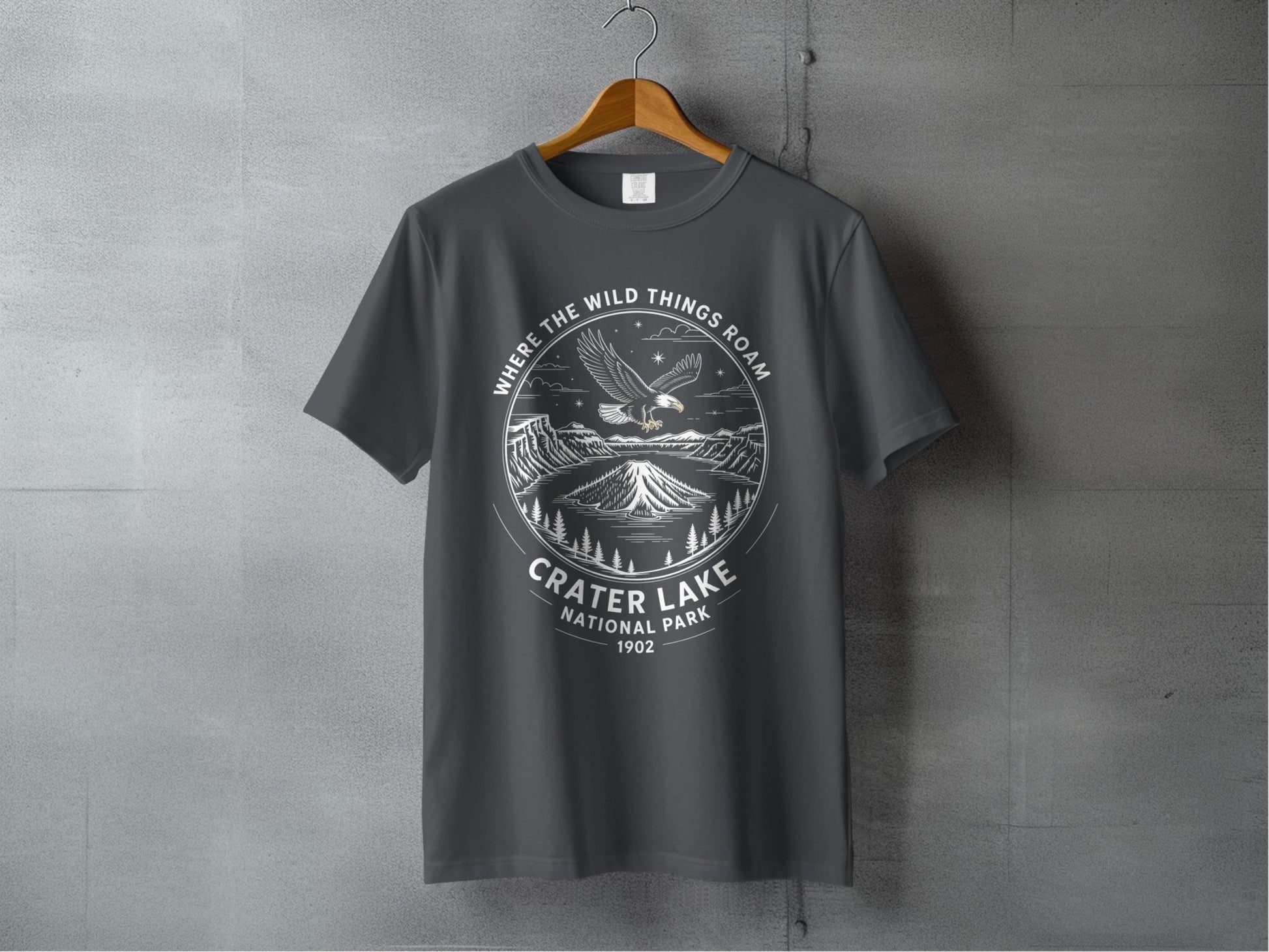 "Where The Wild Things Roam" Crater Lake National Park T-Shirt - S - Sloth & Duck
