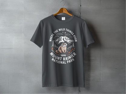 "Where The Wild Things Roam" Mount Rainier National Park Marmot T-Shirt - S - Sloth & Duck