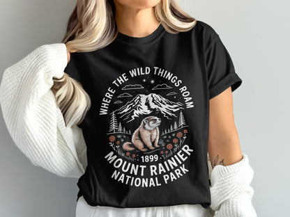 "Where The Wild Things Roam" Mount Rainier National Park Marmot T-Shirt - S - Sloth & Duck