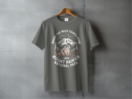 "Where The Wild Things Roam" Mount Rainier National Park Marmot T-Shirt - S - Sloth & Duck