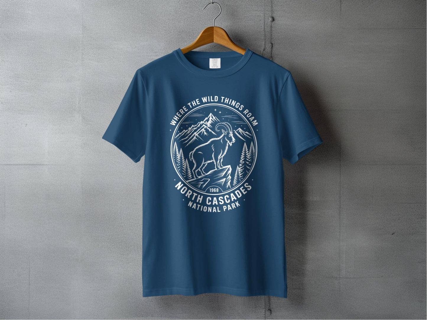 "Where the Wild Things Roam" North Cascades National Park Mountain Goat T-Shirt - S - Sloth & Duck
