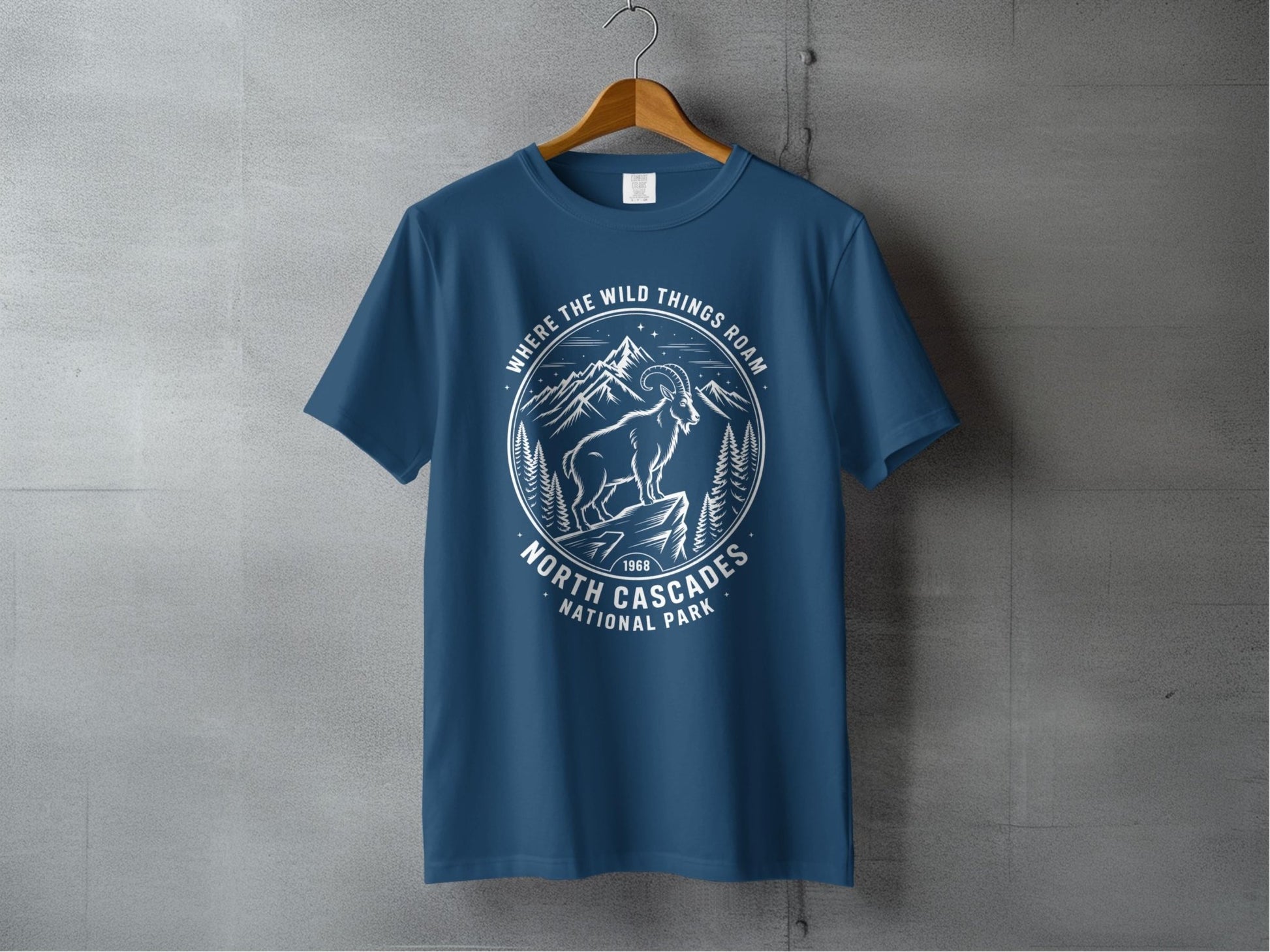 "Where the Wild Things Roam" North Cascades National Park Mountain Goat T-Shirt - S - Sloth & Duck