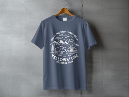 "Where The Wild Things Roam" Yellowstone National Park Buffalo T-Shirt - S - Sloth & Duck