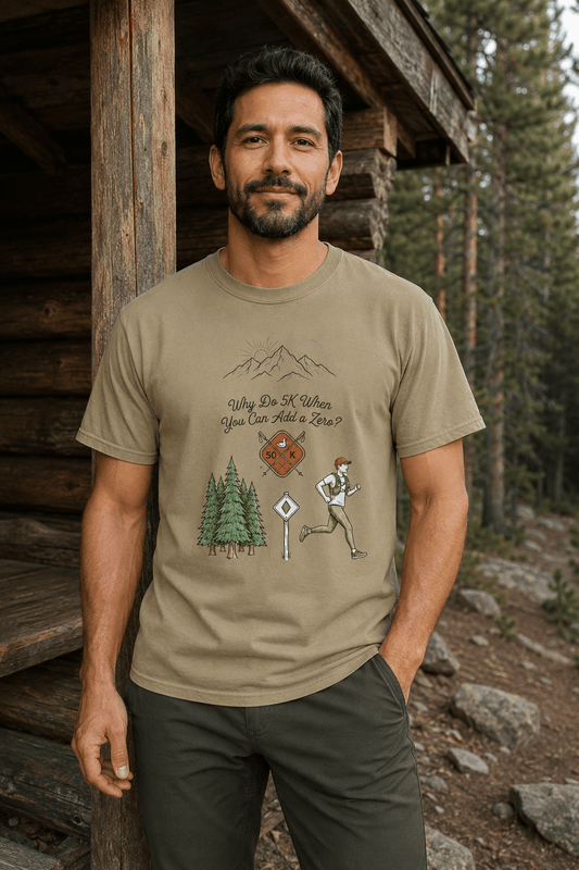 Why Do 5K When You Can Add a Zero 50K Men's Trail T-Shirt -White - Sloth & Duck