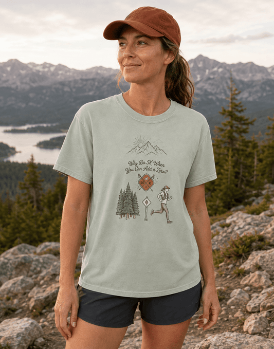 Why Do 5K When You Can Add a Zero 50K Women's Trail T-Shirt -White - Sloth & Duck