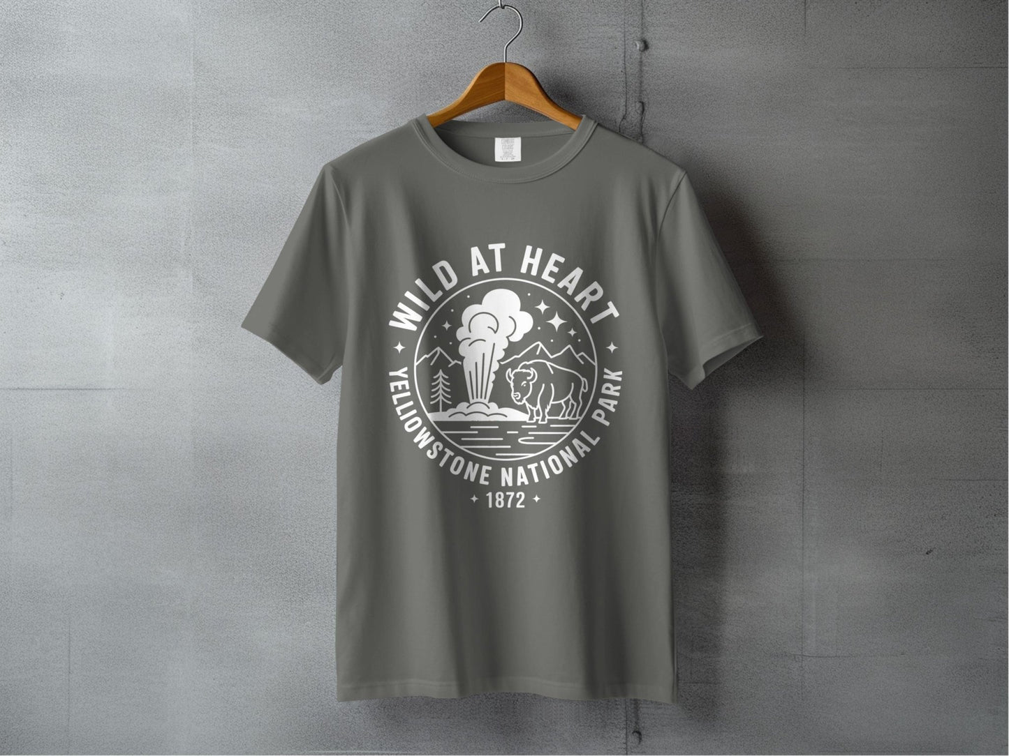 "Wild At Heart" Yellowstone National Park T-Shirt - S - Sloth & Duck