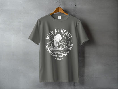 "Wild At Heart" Yellowstone National Park T-Shirt - S - Sloth & Duck