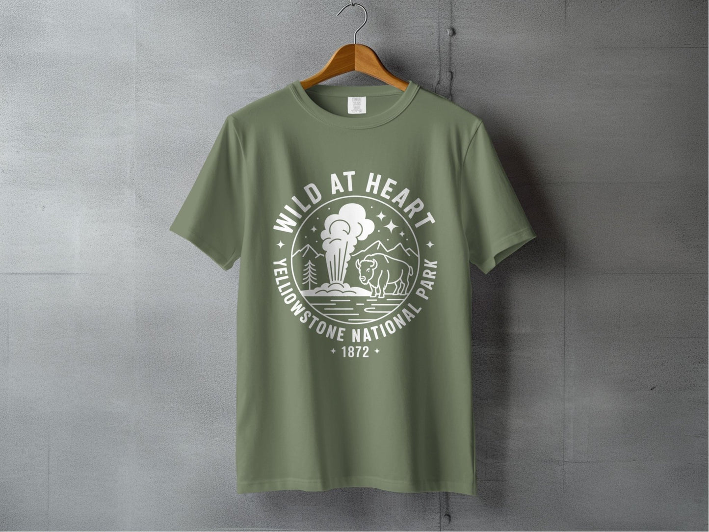 "Wild At Heart" Yellowstone National Park T-Shirt - S - Sloth & Duck