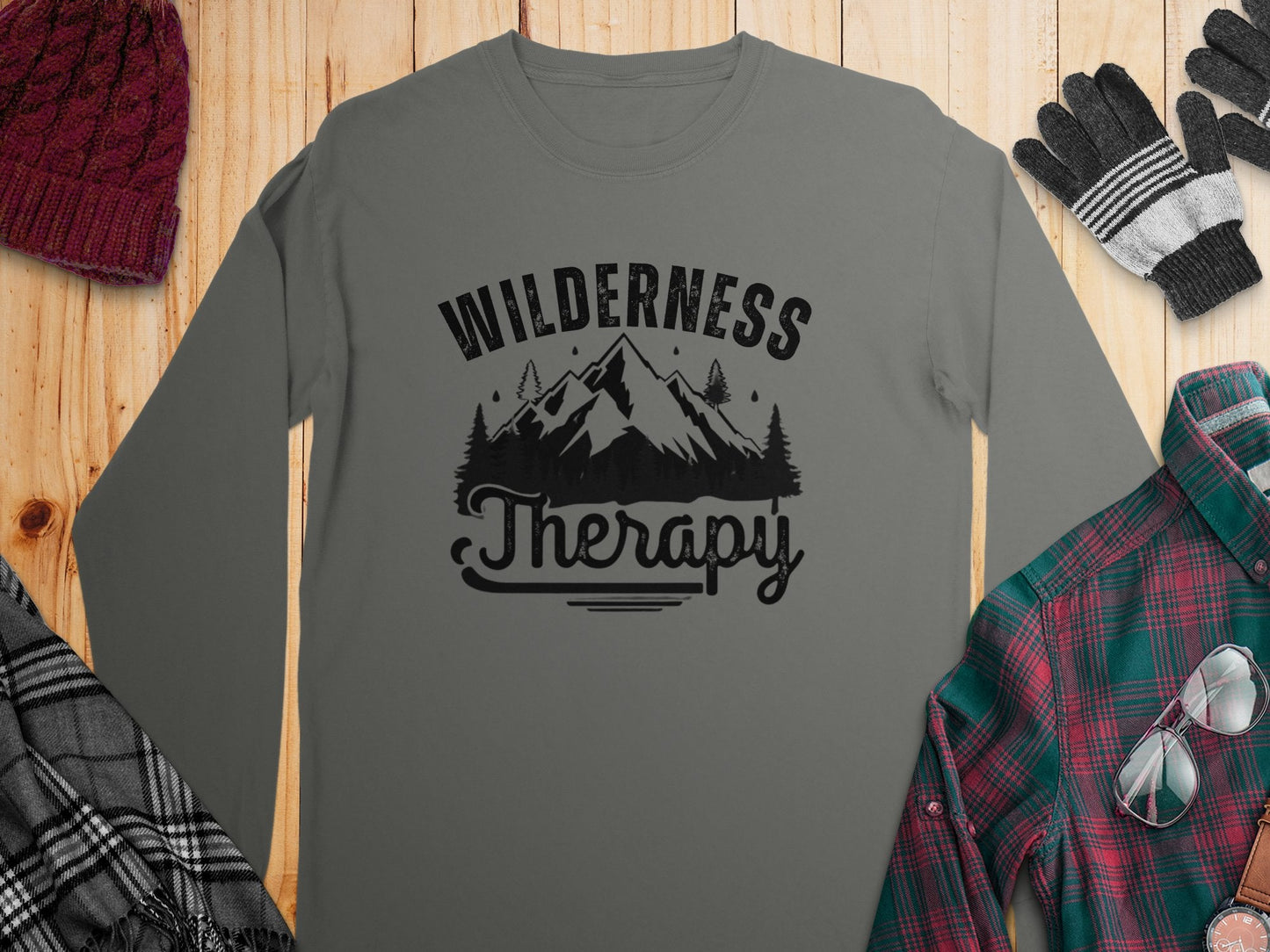 "Wilderness Therapy" Long Sleeve Shirt - Long Sleeve T-Shirt - Sloth & Duck