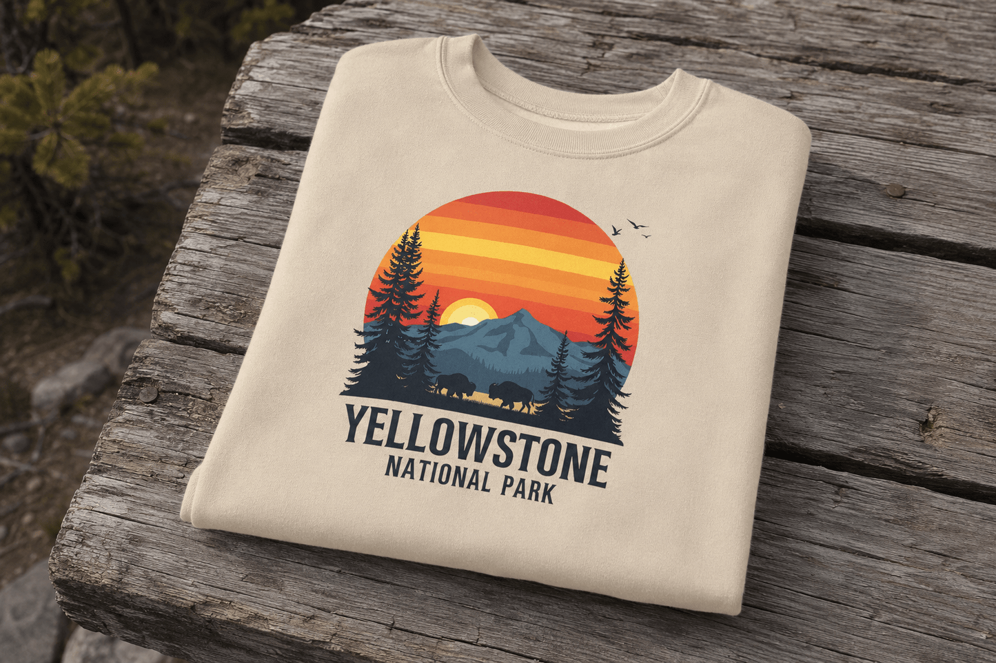 Yellowstone National Park Crewneck Sweatshirt -Ash - Sloth & Duck