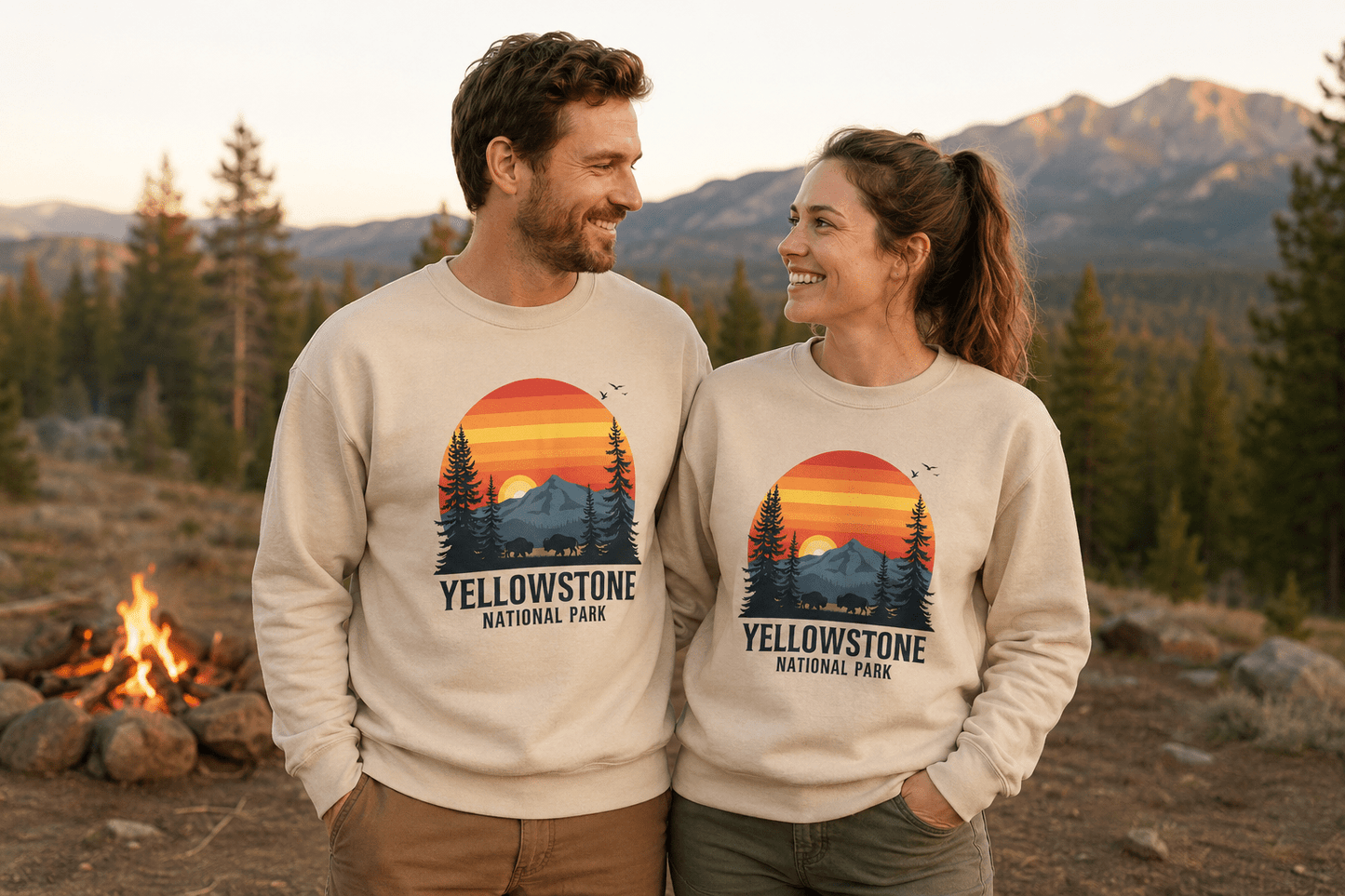 Yellowstone National Park Crewneck Sweatshirt -Ash - Sloth & Duck