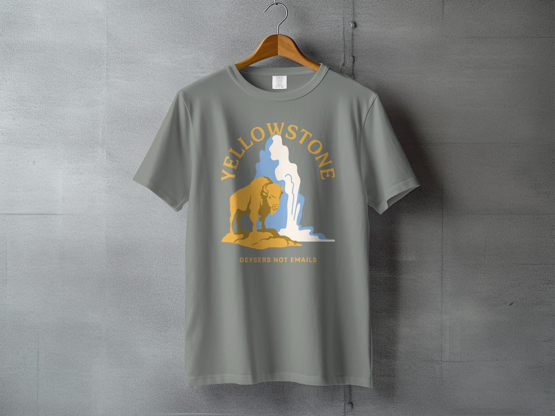 Yellowstone National Park Geysers Not Emails Graphic Tee - S - Sloth & Duck