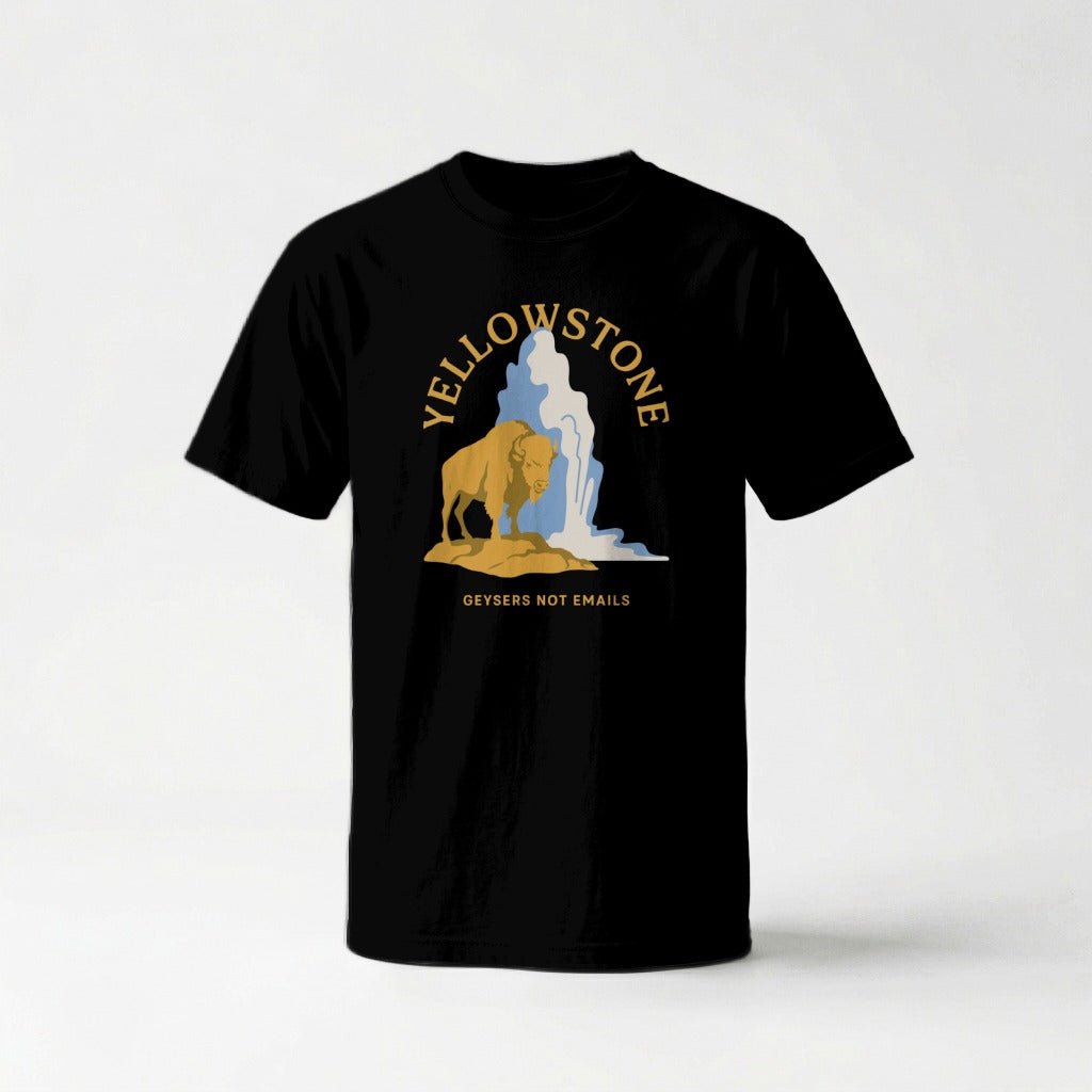 Yellowstone National Park Geysers Not Emails Graphic Tee - S - Sloth & Duck