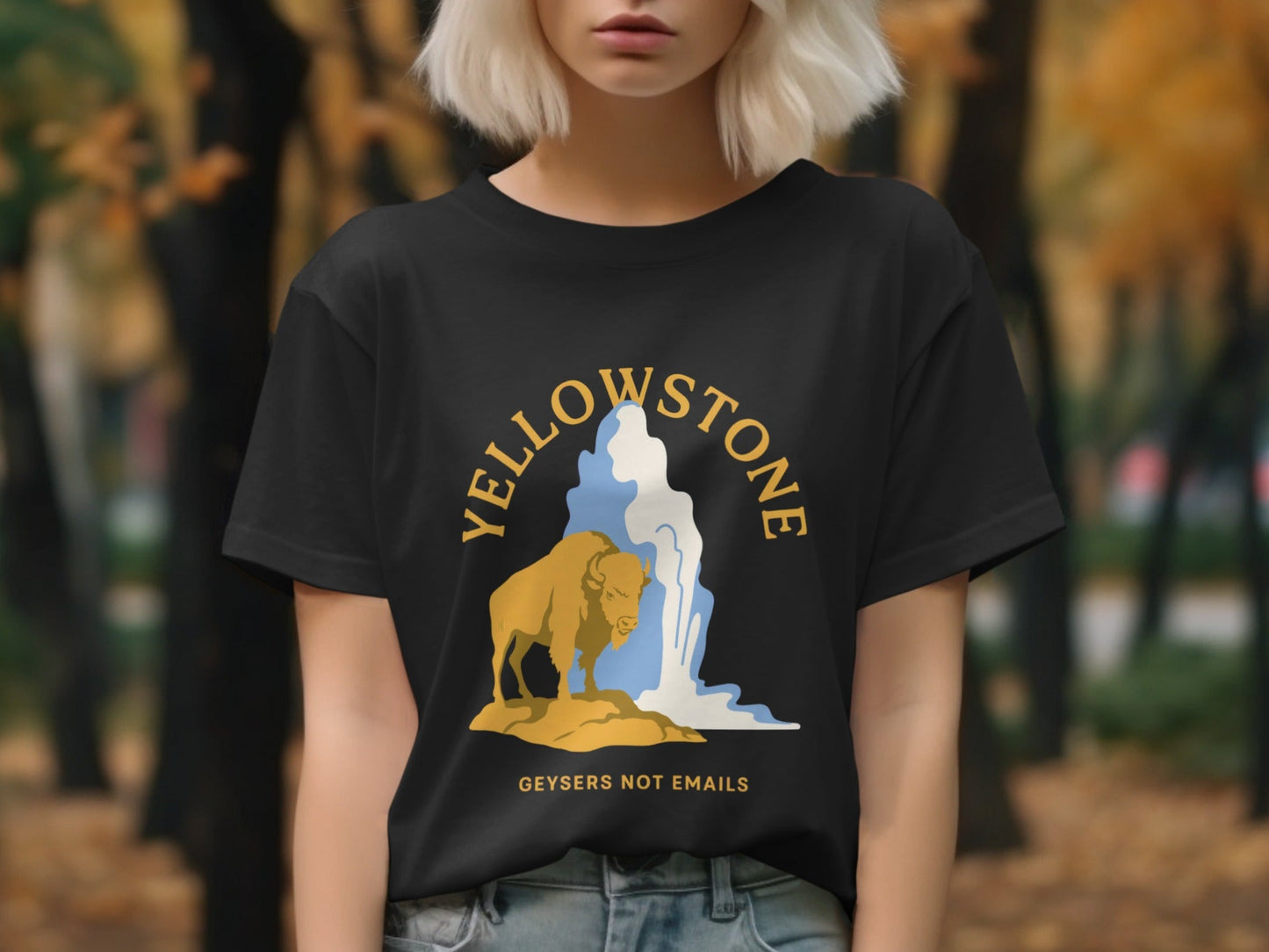 Yellowstone National Park Geysers Not Emails Graphic Tee - S - Sloth & Duck