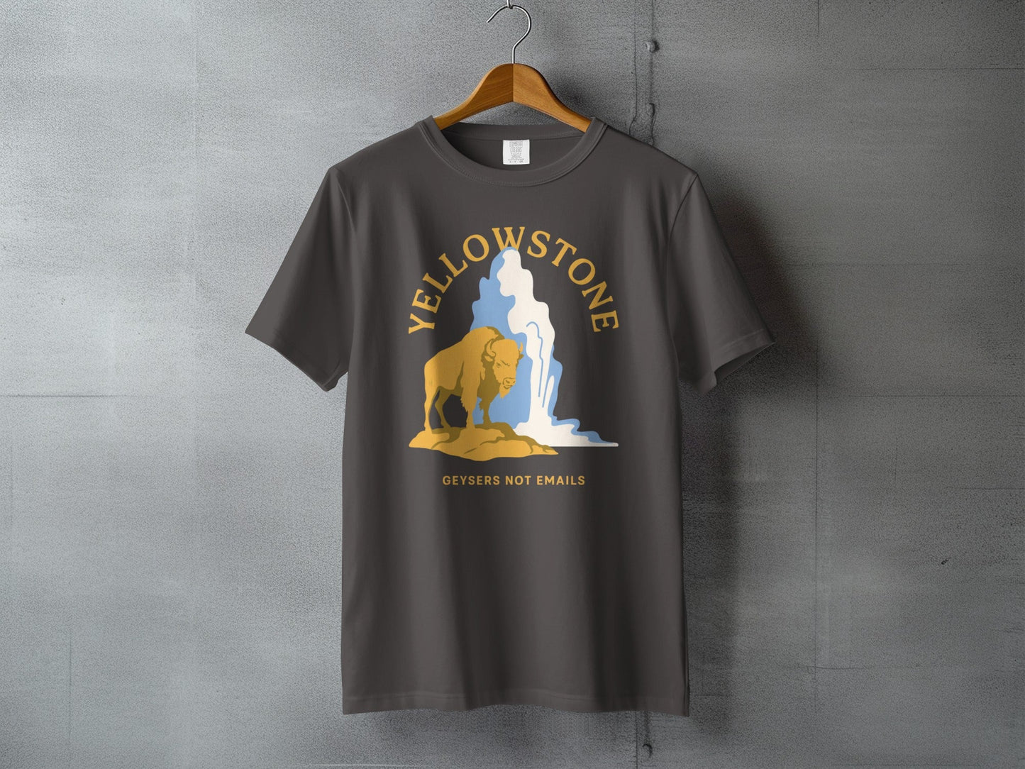 Yellowstone National Park Geysers Not Emails Graphic Tee - S - Sloth & Duck