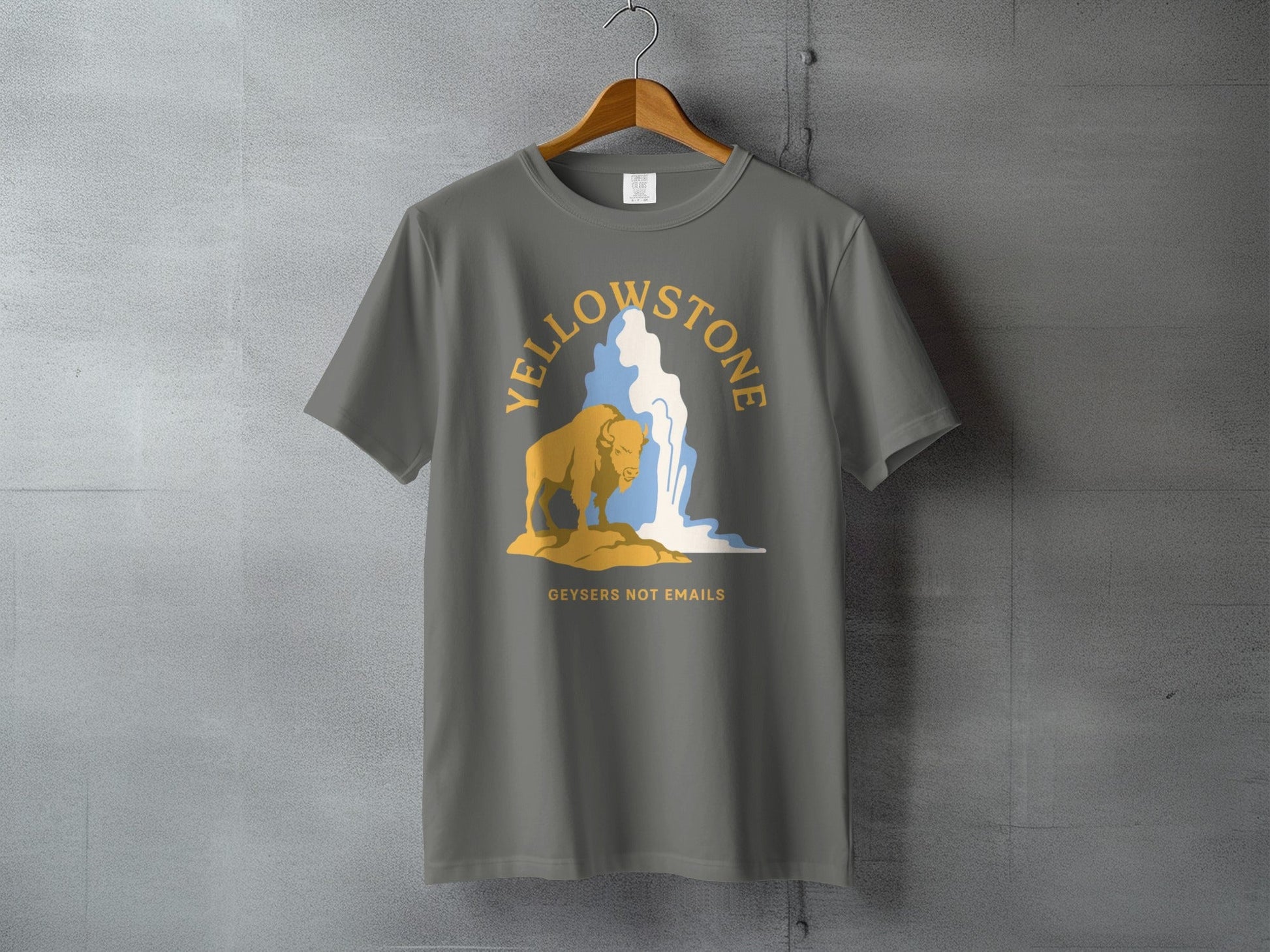 Yellowstone National Park Geysers Not Emails Graphic Tee - S - Sloth & Duck