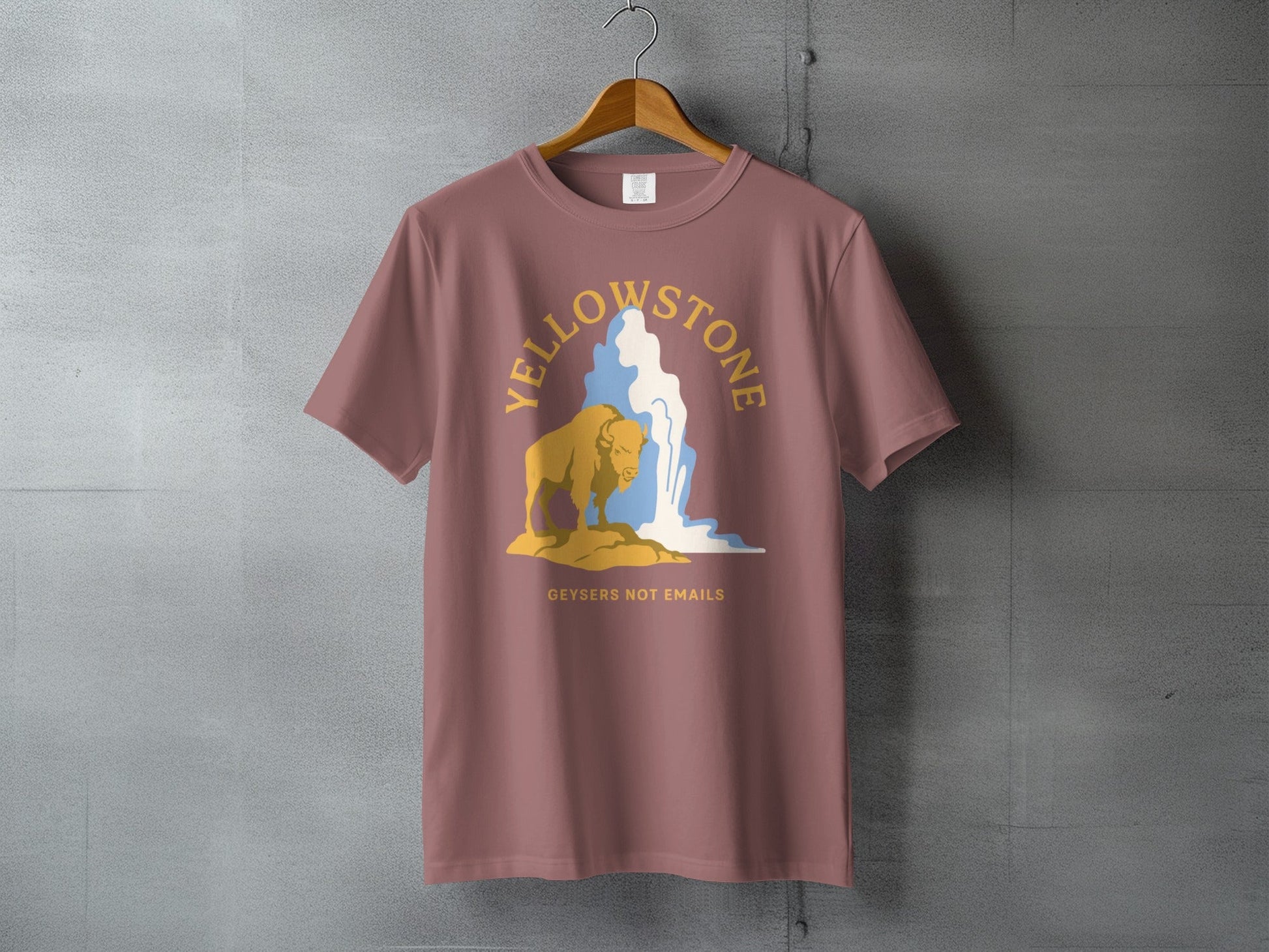 Yellowstone National Park Geysers Not Emails Graphic Tee - S - Sloth & Duck