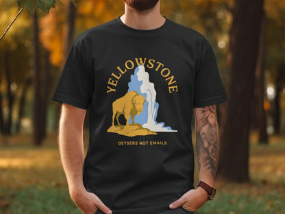 Yellowstone National Park Geysers Not Emails Graphic Tee - S - Sloth & Duck