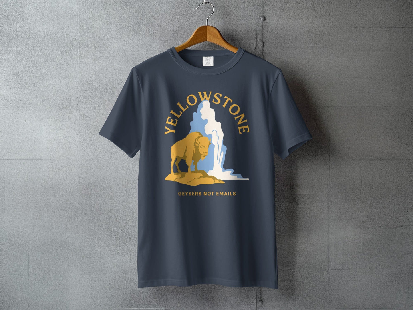 Yellowstone National Park Geysers Not Emails Graphic Tee - S - Sloth & Duck