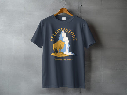 Yellowstone National Park Geysers Not Emails Graphic Tee - S - Sloth & Duck
