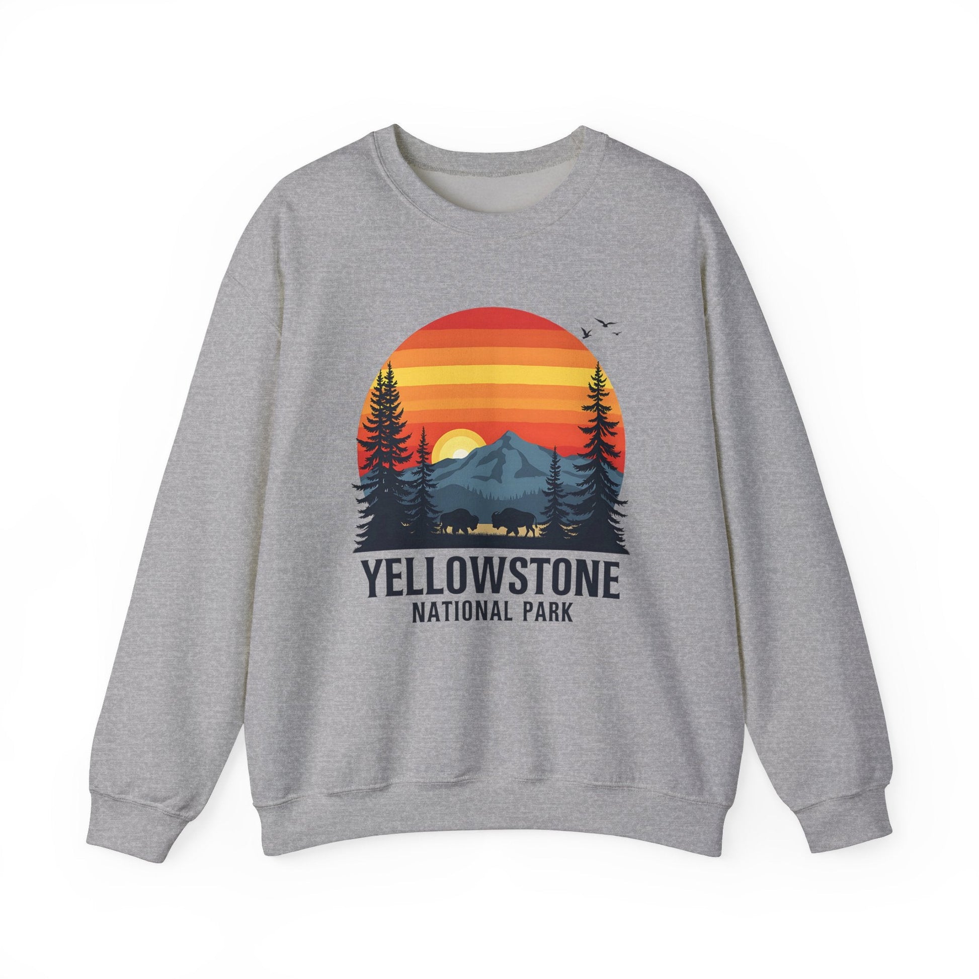 "Yellowstone National Park" Crewneck Sweatshirt - Sport Grey - Sloth & Duck