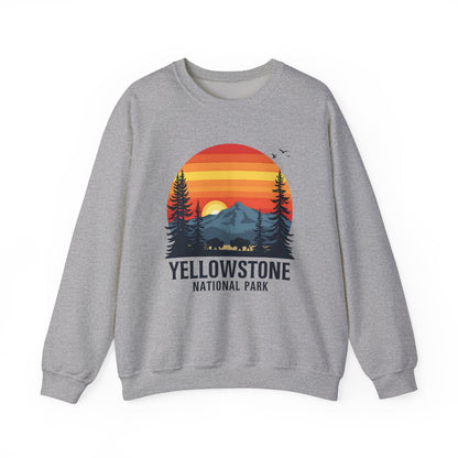 "Yellowstone National Park" Crewneck Sweatshirt - Sport Grey - Sloth & Duck